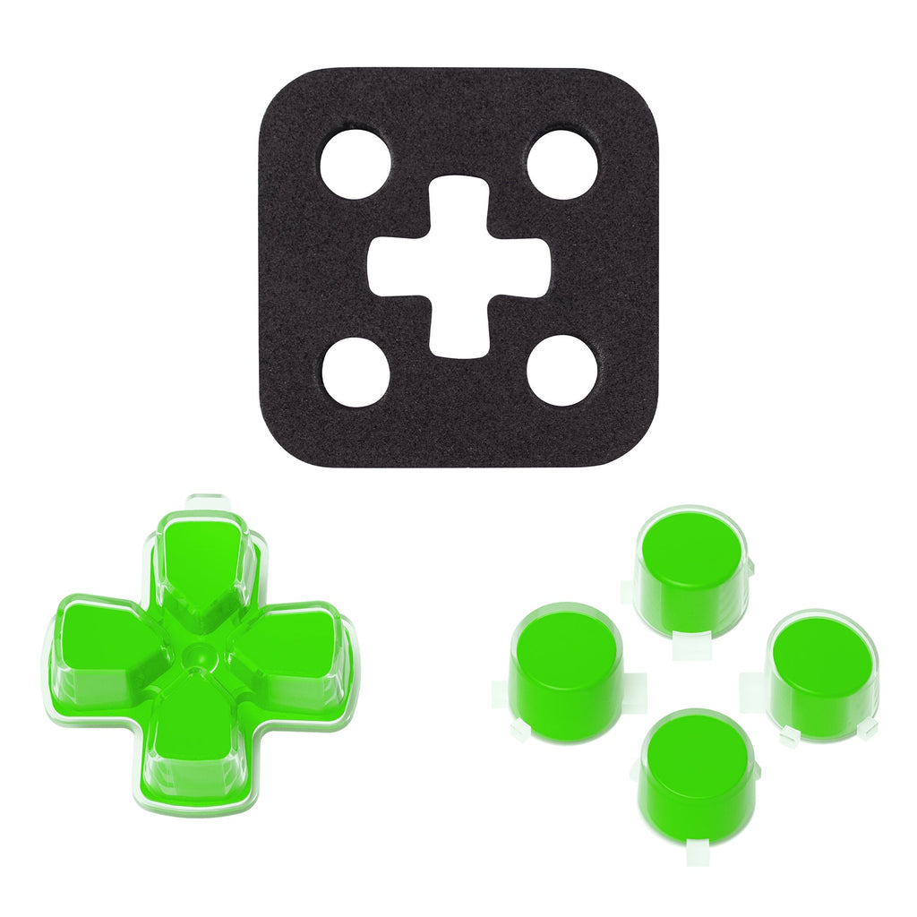 eXtremeRate Replacement No Letter Imprint Two-Tone Dpad Action Buttons for PS5 Controller - Green & Clear eXtremeRate