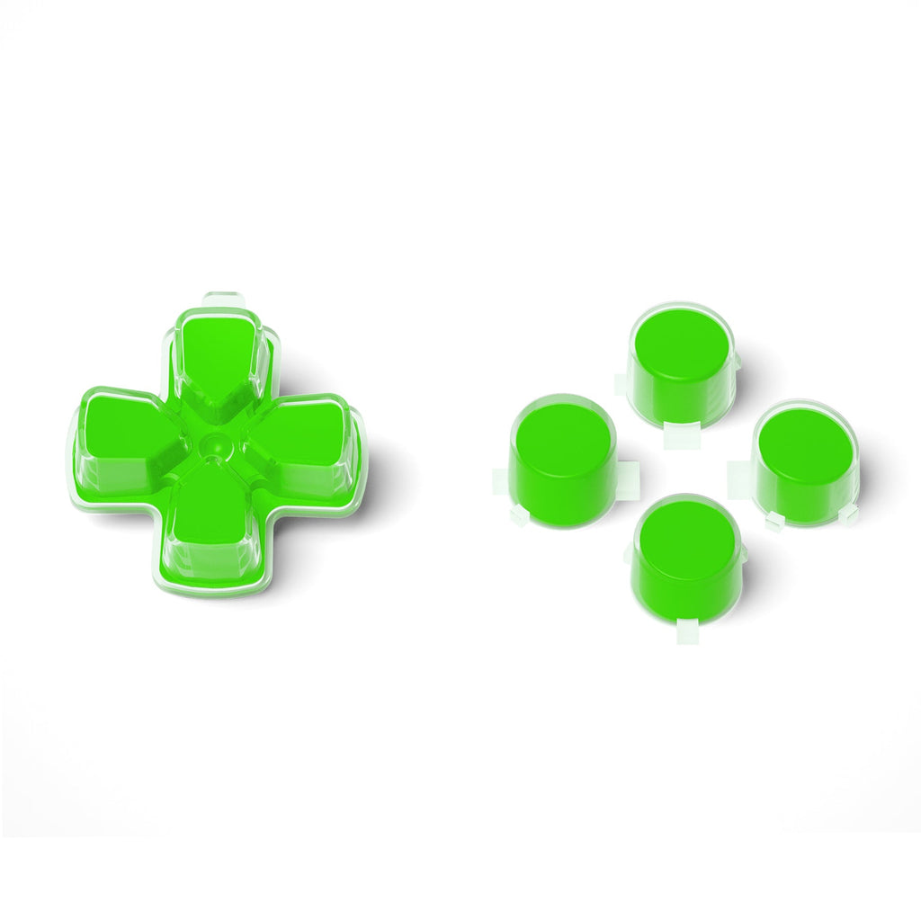 eXtremeRate Replacement No Letter Imprint Two-Tone Dpad Action Buttons for PS5 Controller - Green & Clear eXtremeRate
