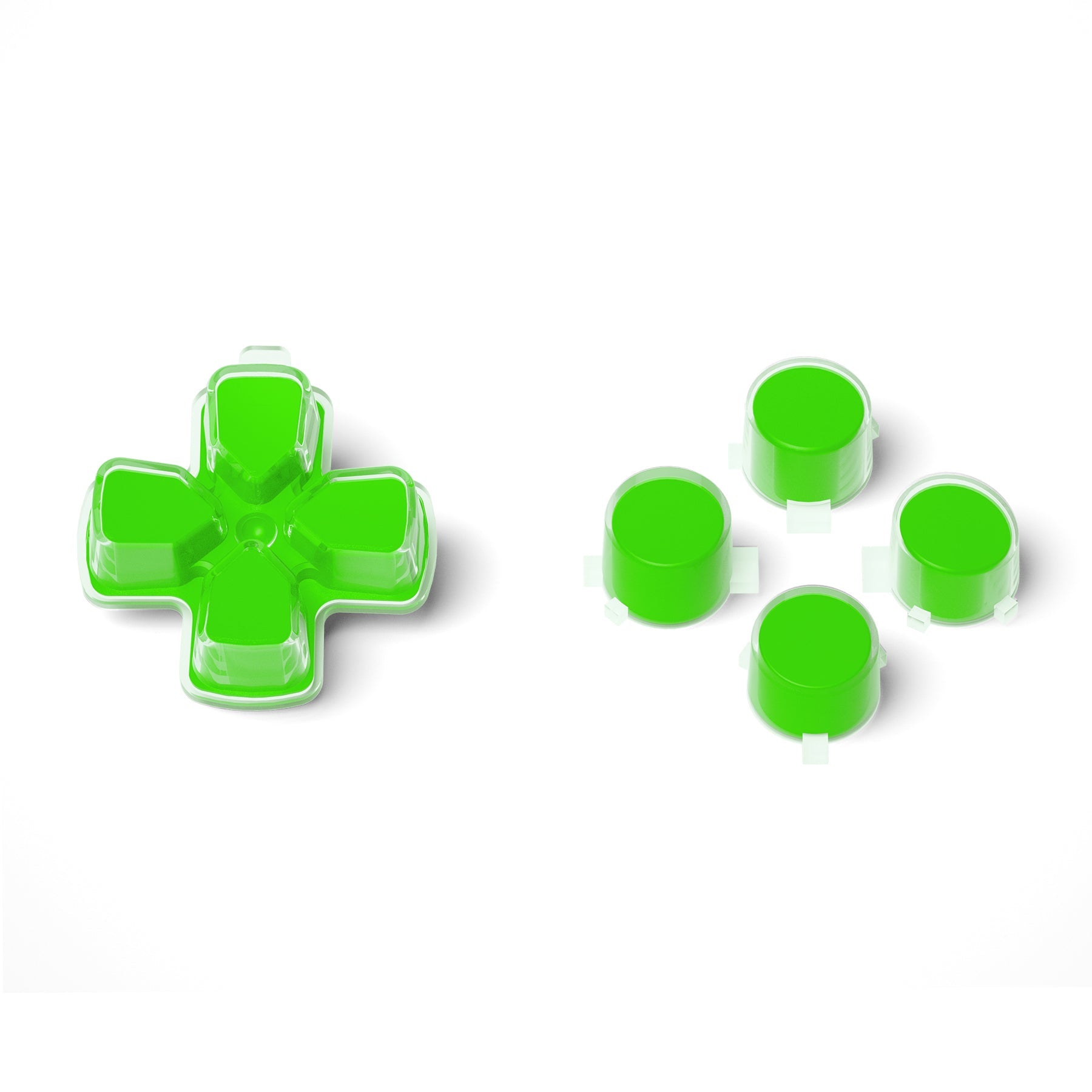 eXtremeRate Replacement No Letter Imprint Two-Tone Dpad Action Buttons for PS5 Controller - Green & Clear eXtremeRate