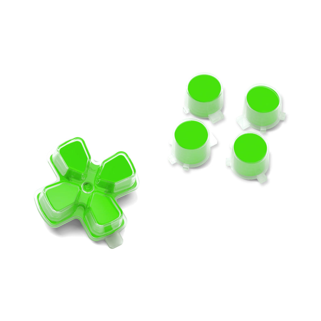 eXtremeRate Replacement No Letter Imprint Two-Tone Dpad Action Buttons for PS5 Controller - Green & Clear eXtremeRate