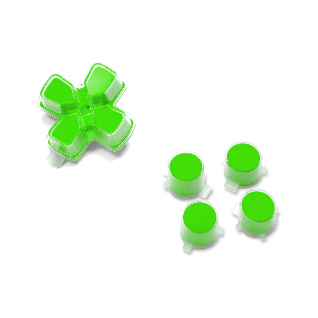 eXtremeRate Replacement No Letter Imprint Two-Tone Dpad Action Buttons for PS5 Controller - Green & Clear eXtremeRate