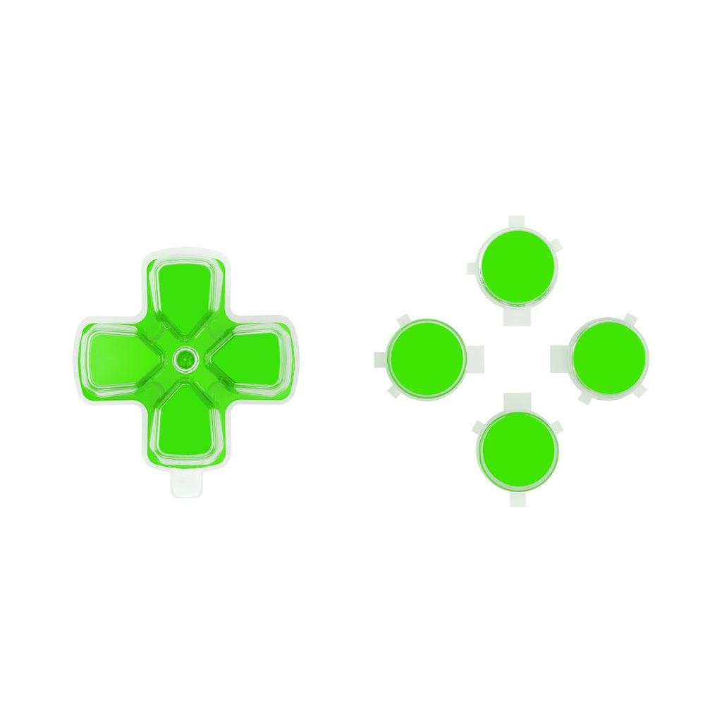 eXtremeRate Replacement No Letter Imprint Two-Tone Dpad Action Buttons for PS5 Controller - Green & Clear eXtremeRate