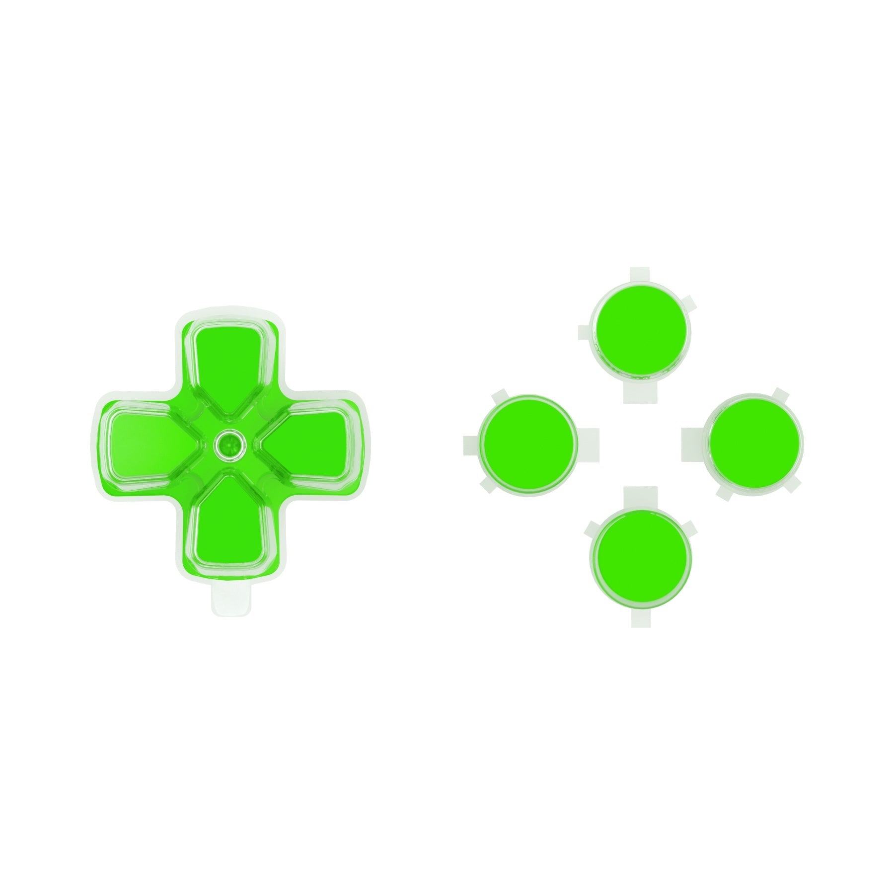 eXtremeRate Replacement No Letter Imprint Two-Tone Dpad Action Buttons for PS5 Controller - Green & Clear eXtremeRate