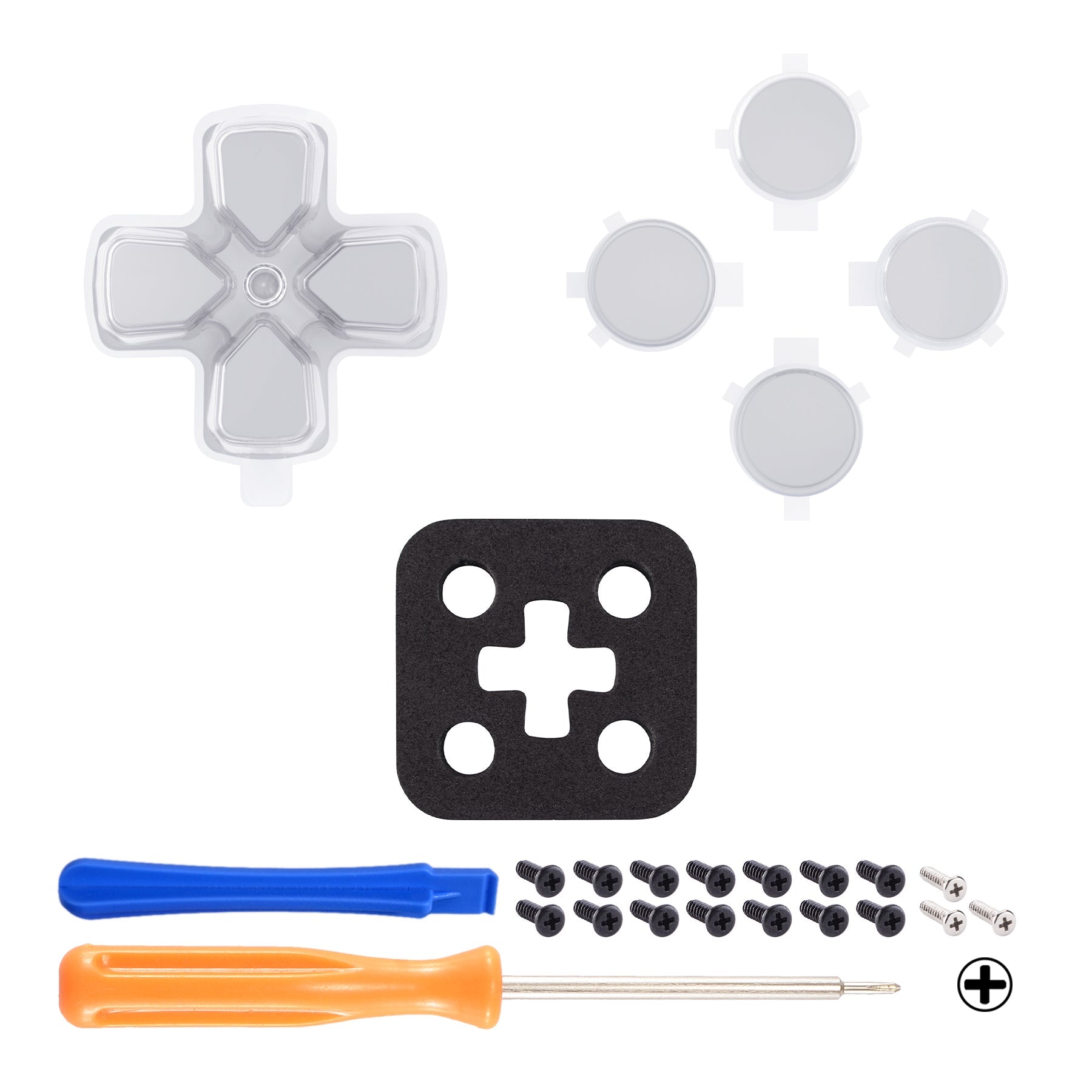 eXtremeRate Replacement No Letter Imprint Two-Tone Dpad Action Buttons for PS5 Controller - New Hope Gray & Clear eXtremeRate