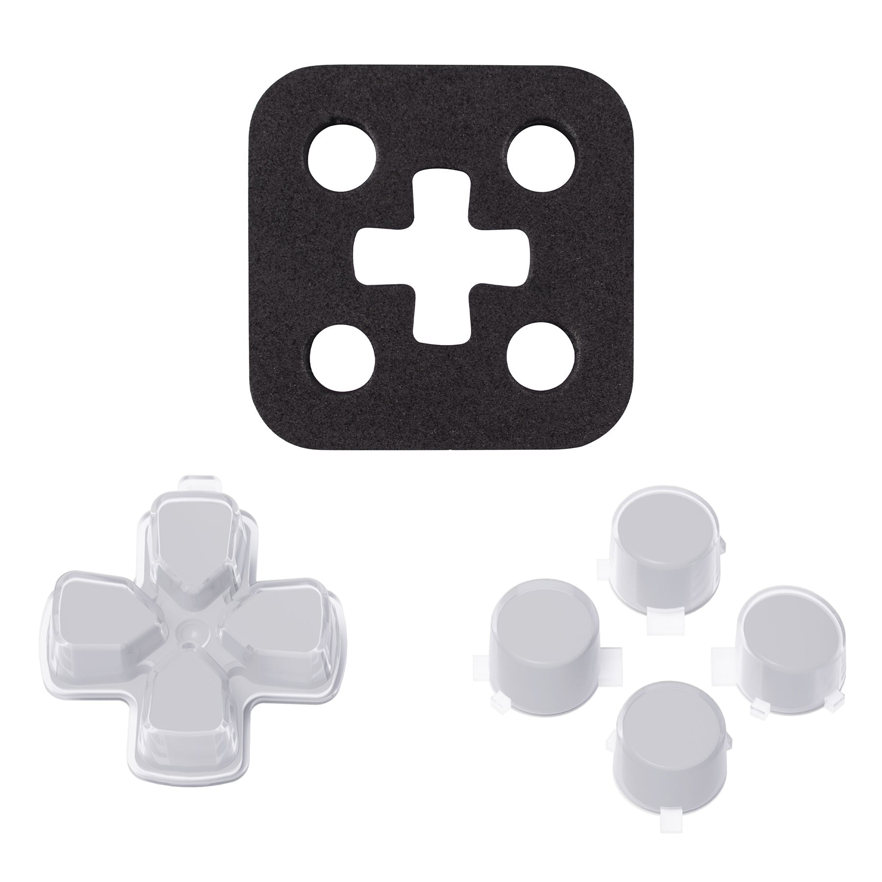 eXtremeRate Replacement No Letter Imprint Two-Tone Dpad Action Buttons for PS5 Controller - New Hope Gray & Clear eXtremeRate