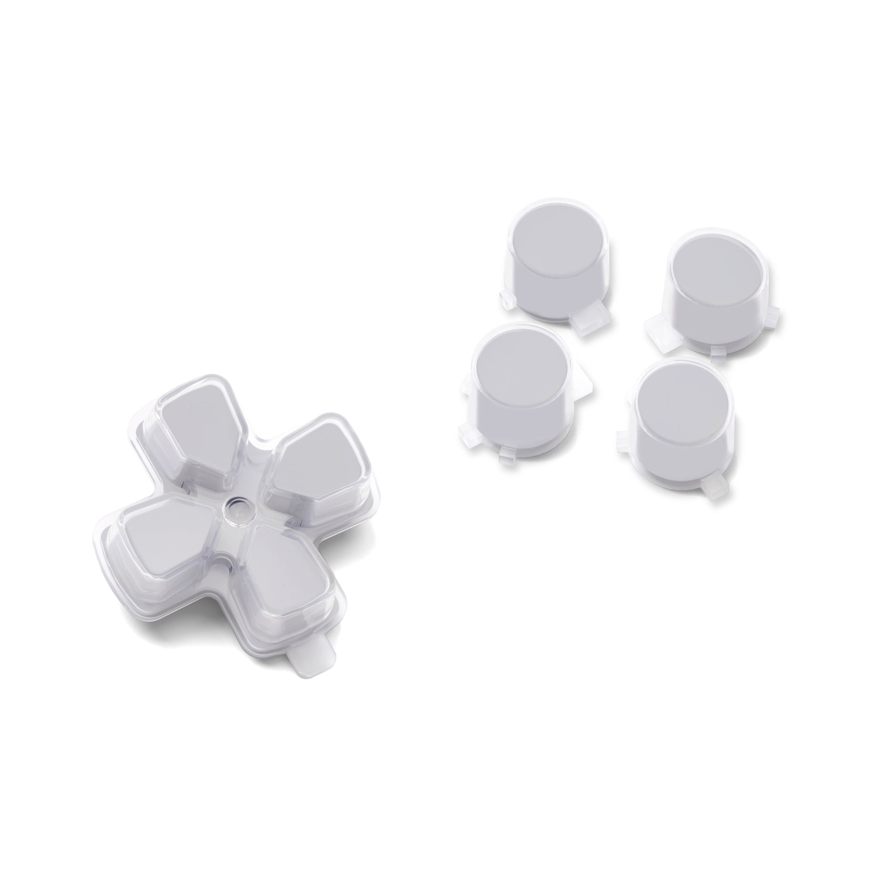 eXtremeRate Replacement No Letter Imprint Two-Tone Dpad Action Buttons for PS5 Controller - New Hope Gray & Clear eXtremeRate