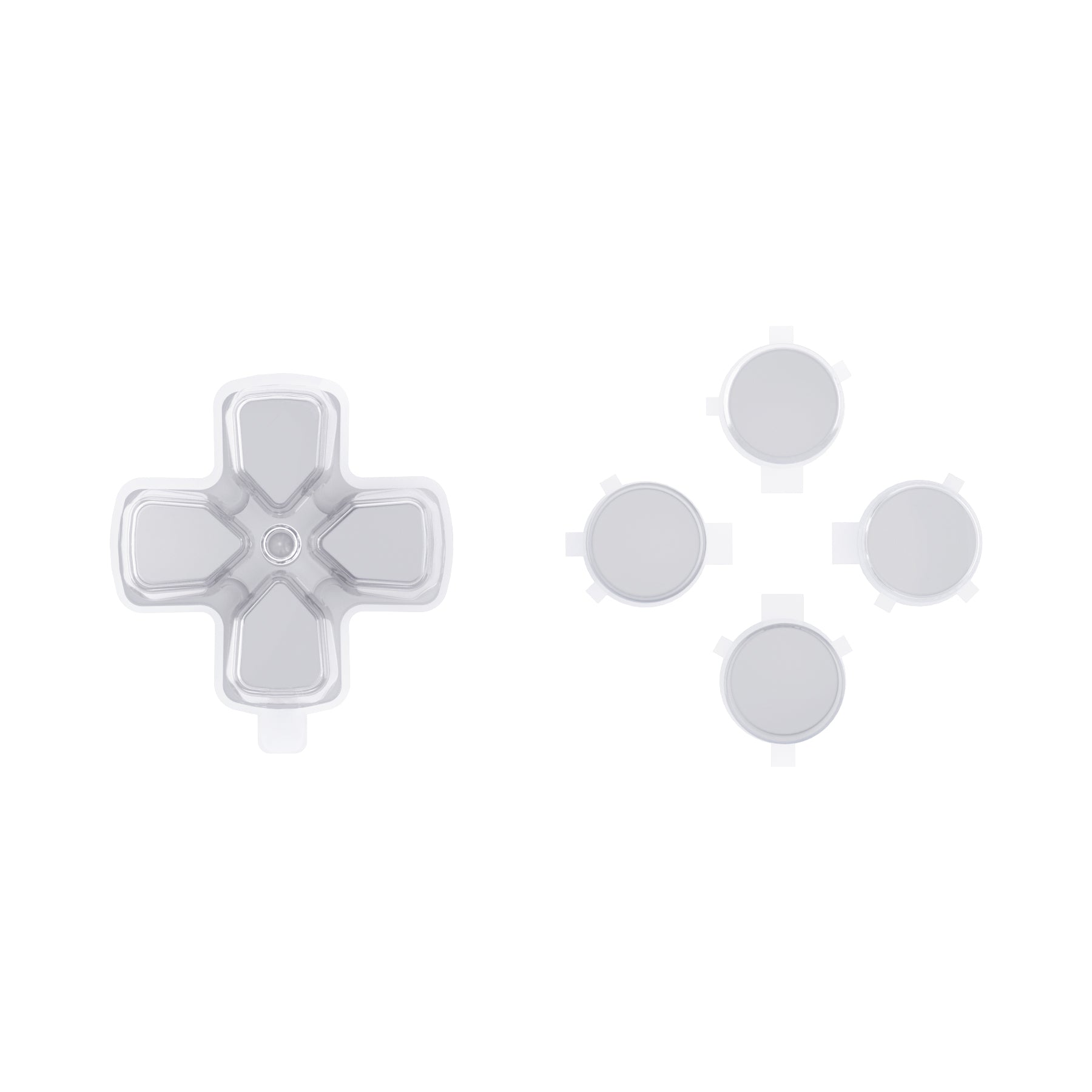 eXtremeRate Replacement No Letter Imprint Two-Tone Dpad Action Buttons for PS5 Controller - New Hope Gray & Clear eXtremeRate