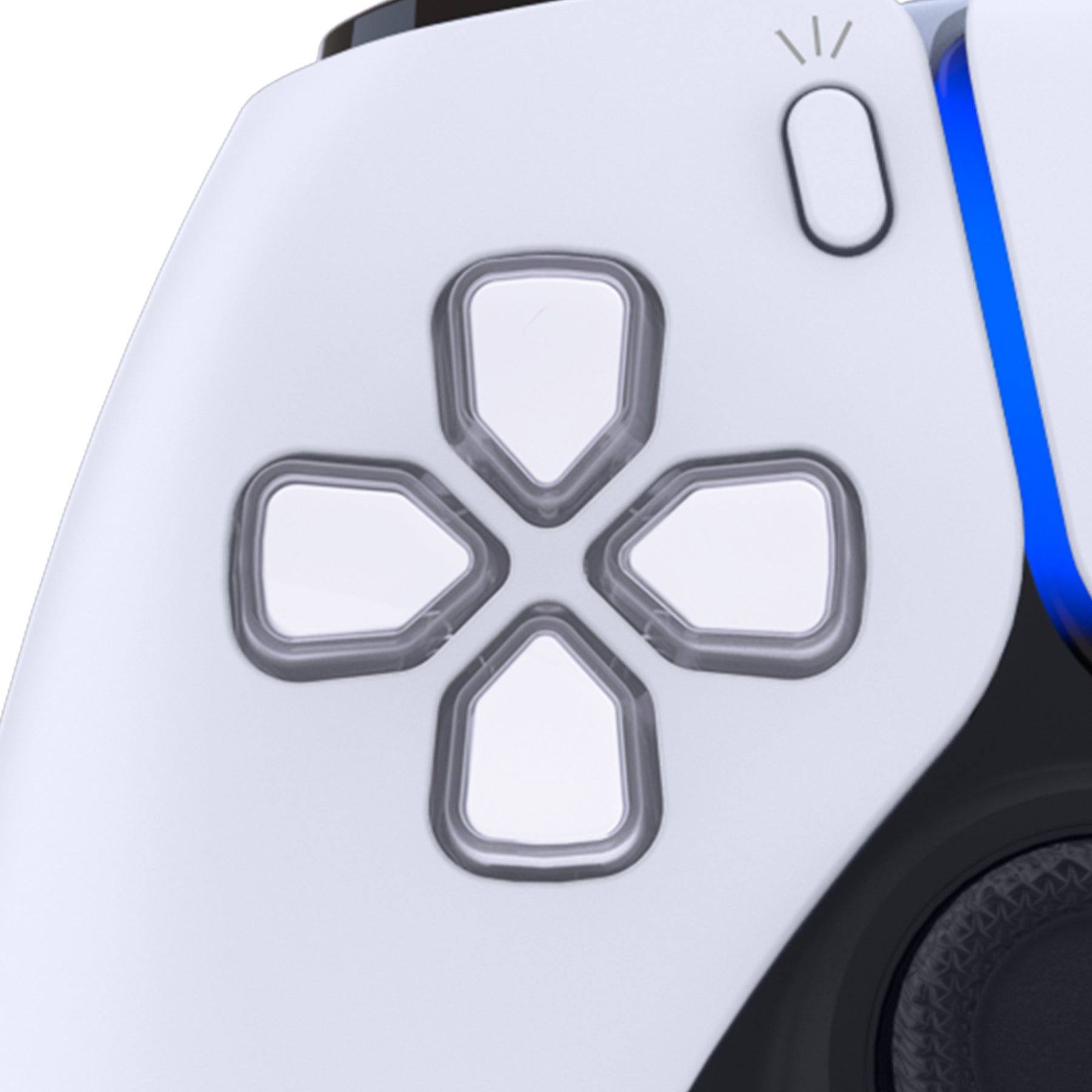 eXtremeRate Replacement No Letter Imprint Two-Tone Dpad Action Buttons for PS5 Controller - Robot White & Clear eXtremeRate