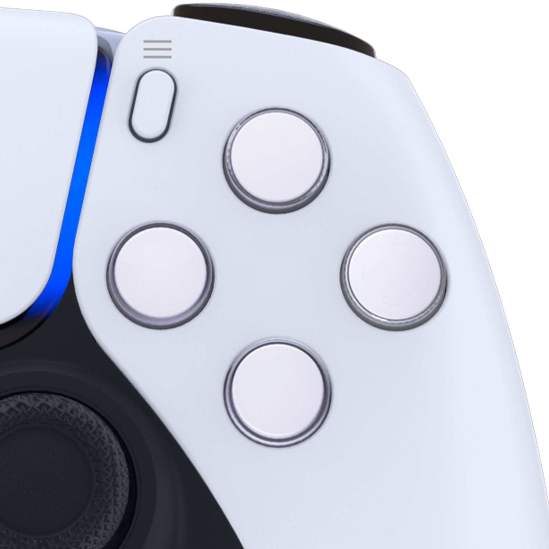 eXtremeRate Replacement No Letter Imprint Two-Tone Dpad Action Buttons for PS5 Controller - Robot White & Clear eXtremeRate