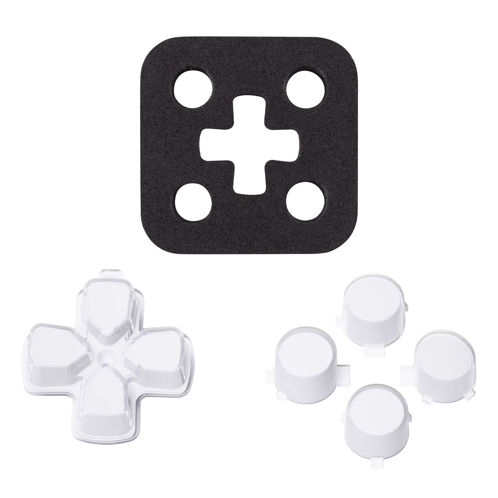eXtremeRate Replacement No Letter Imprint Two-Tone Dpad Action Buttons for PS5 Controller - Robot White & Clear eXtremeRate