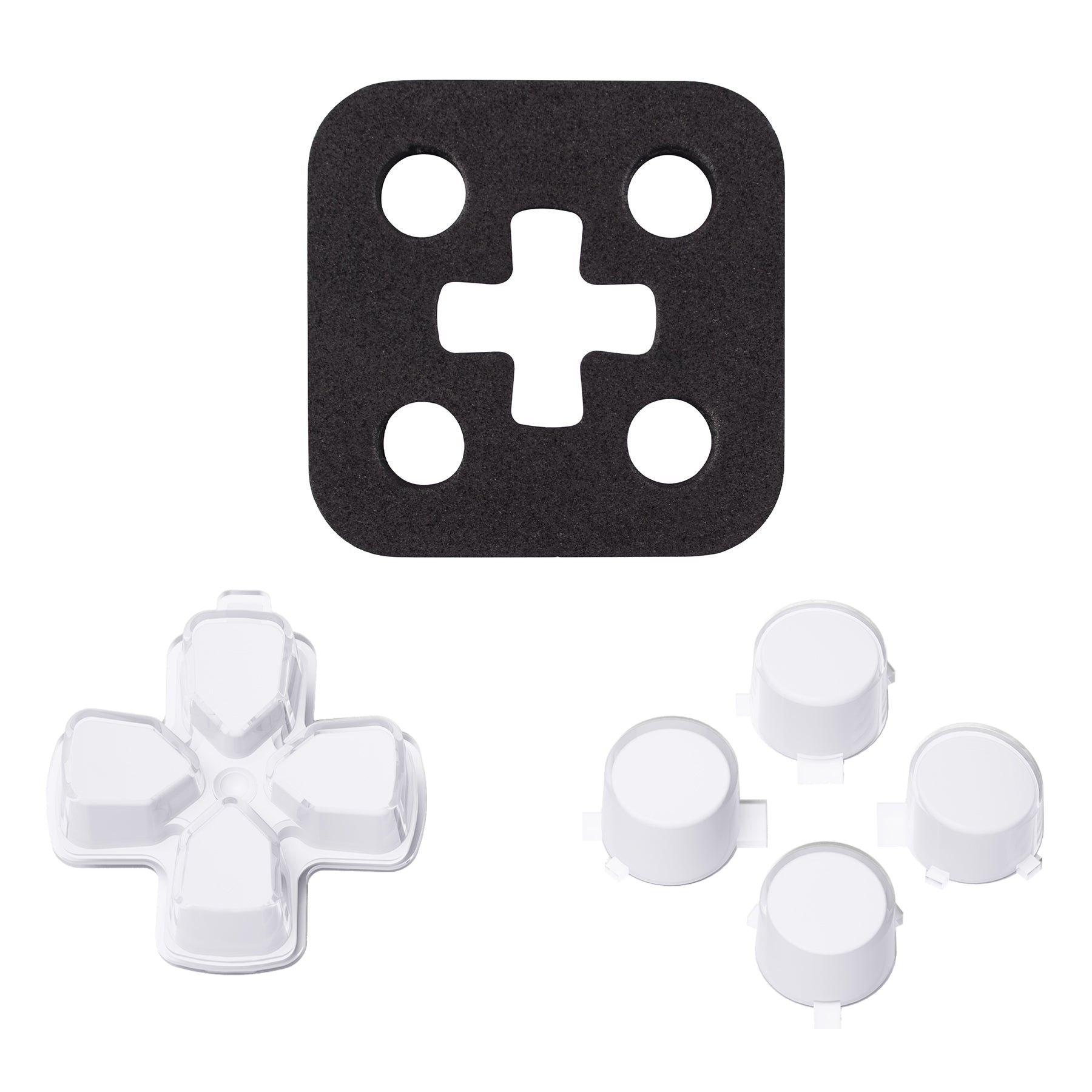 eXtremeRate Replacement No Letter Imprint Two-Tone Dpad Action Buttons for PS5 Controller - Robot White & Clear eXtremeRate