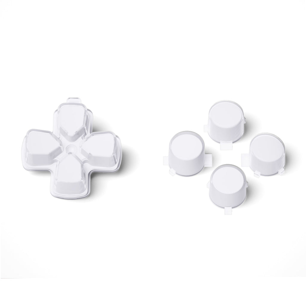 eXtremeRate Replacement No Letter Imprint Two-Tone Dpad Action Buttons for PS5 Controller - Robot White & Clear eXtremeRate