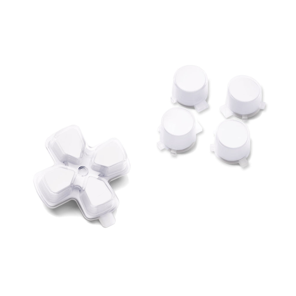 eXtremeRate Replacement No Letter Imprint Two-Tone Dpad Action Buttons for PS5 Controller - Robot White & Clear eXtremeRate