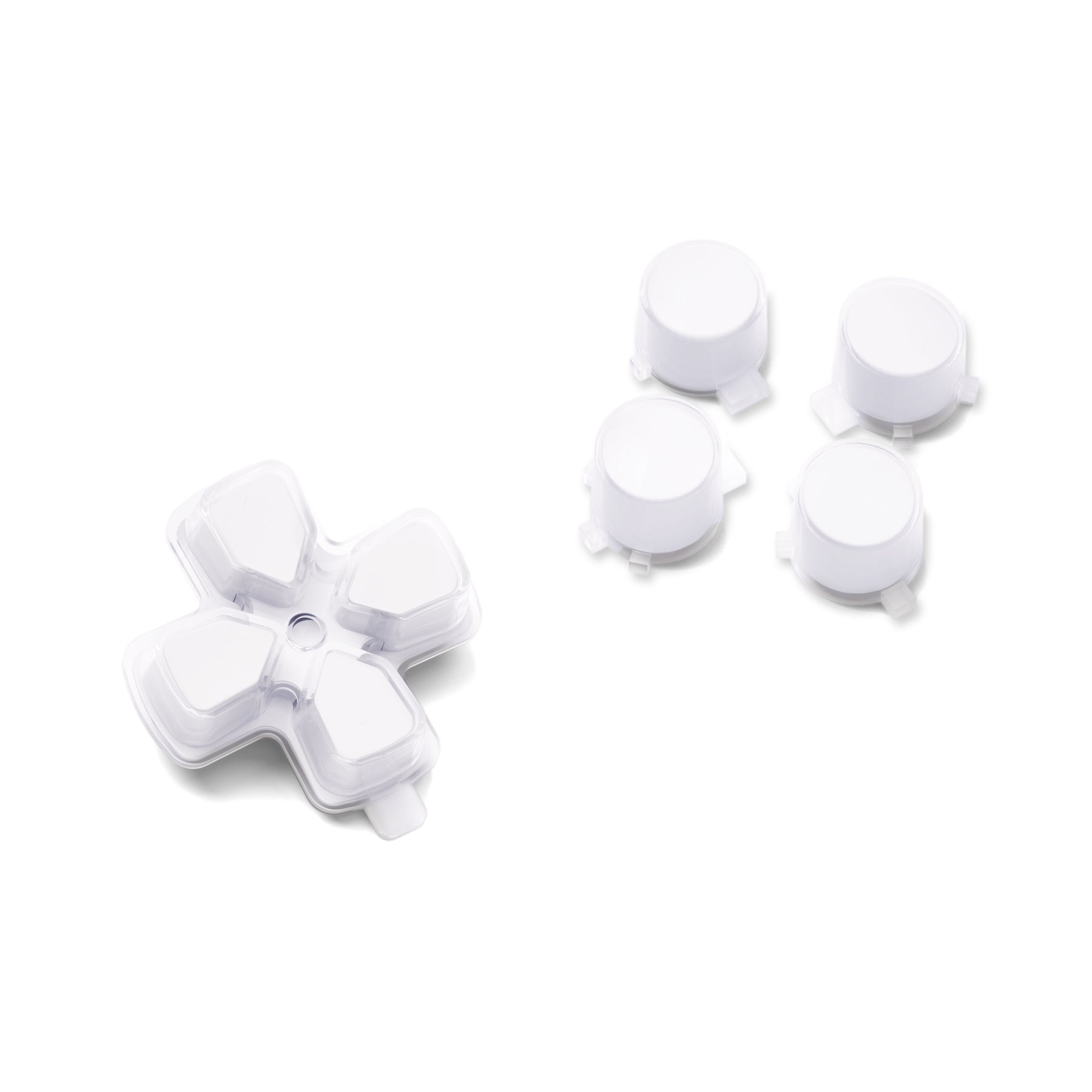eXtremeRate Replacement No Letter Imprint Two-Tone Dpad Action Buttons for PS5 Controller - Robot White & Clear eXtremeRate