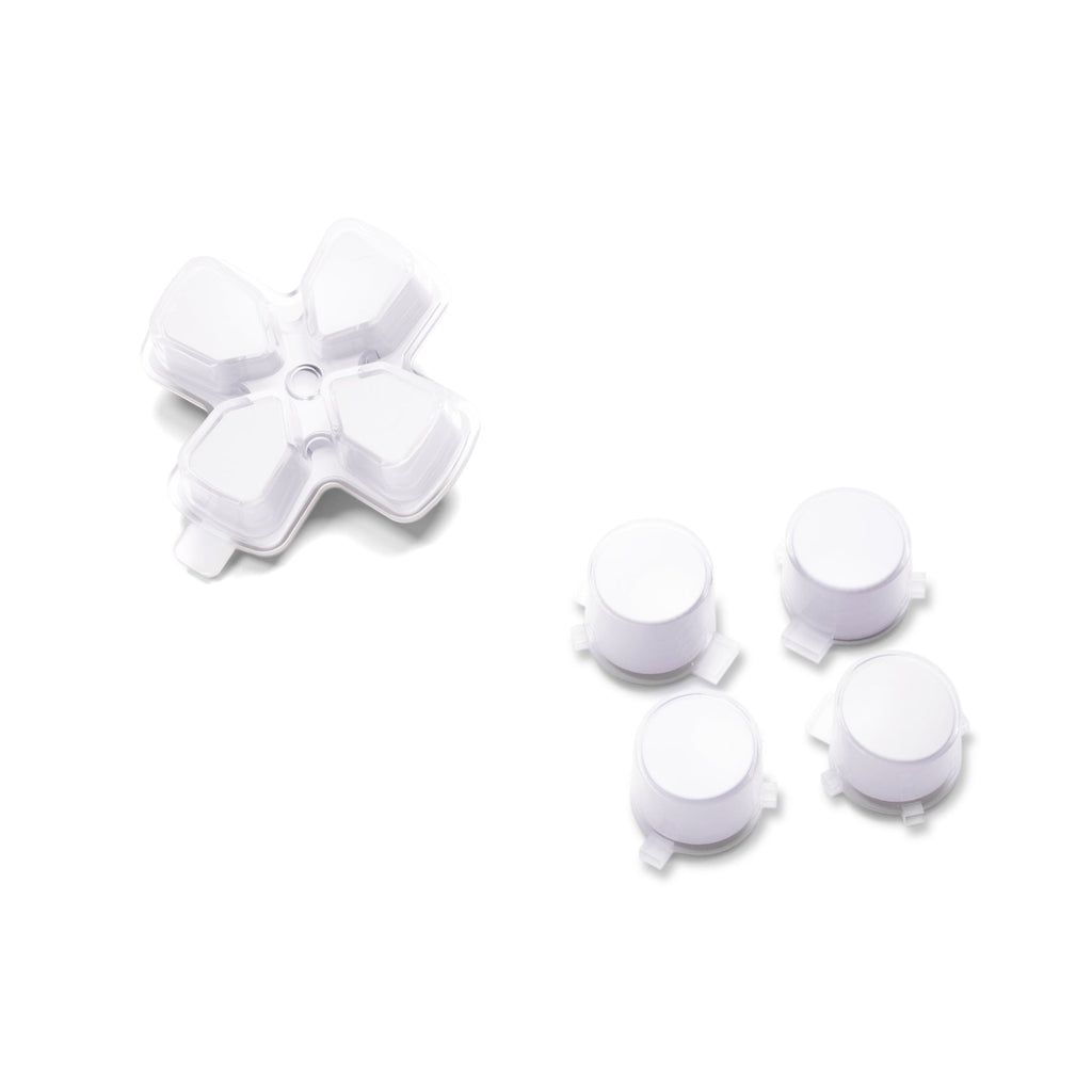 eXtremeRate Replacement No Letter Imprint Two-Tone Dpad Action Buttons for PS5 Controller - Robot White & Clear eXtremeRate