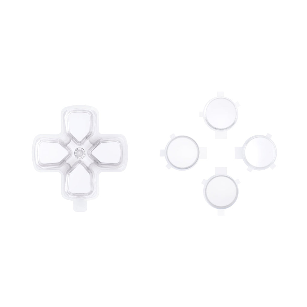 eXtremeRate Replacement No Letter Imprint Two-Tone Dpad Action Buttons for PS5 Controller - Robot White & Clear eXtremeRate