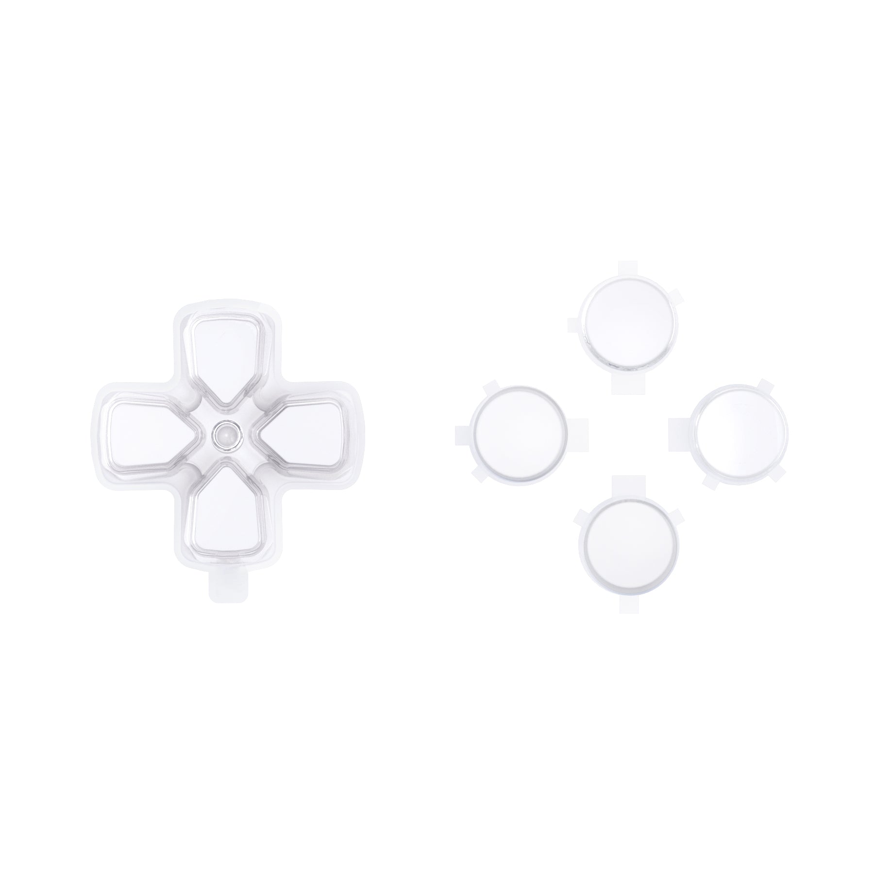 eXtremeRate Replacement No Letter Imprint Two-Tone Dpad Action Buttons for PS5 Controller - Robot White & Clear eXtremeRate