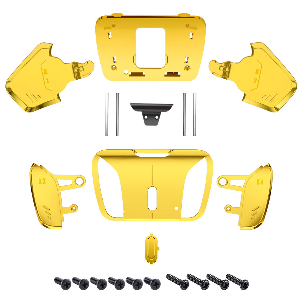 eXtremeRate Replacement Redesigned K1 K2 K3 K4 Back Buttons Housing Shell for eXtremeRate RISE4 Remap Kit, Compatible with PS5 Controller - Chrome Gold eXtremeRate