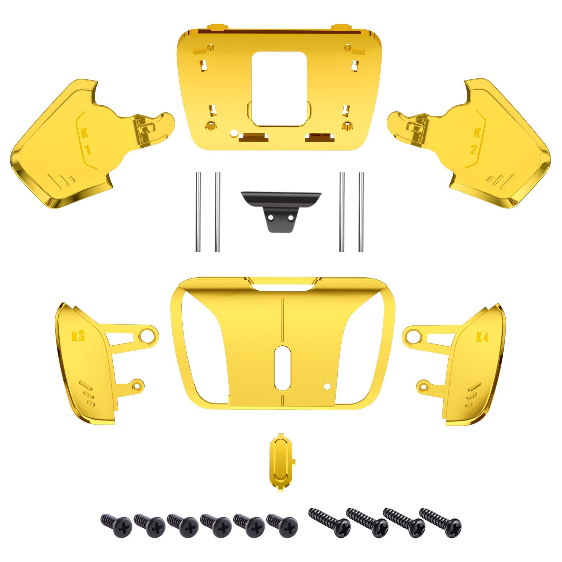 eXtremeRate Replacement Redesigned K1 K2 K3 K4 Back Buttons Housing Shell for eXtremeRate RISE4 Remap Kit, Compatible with PS5 Controller - Chrome Gold eXtremeRate