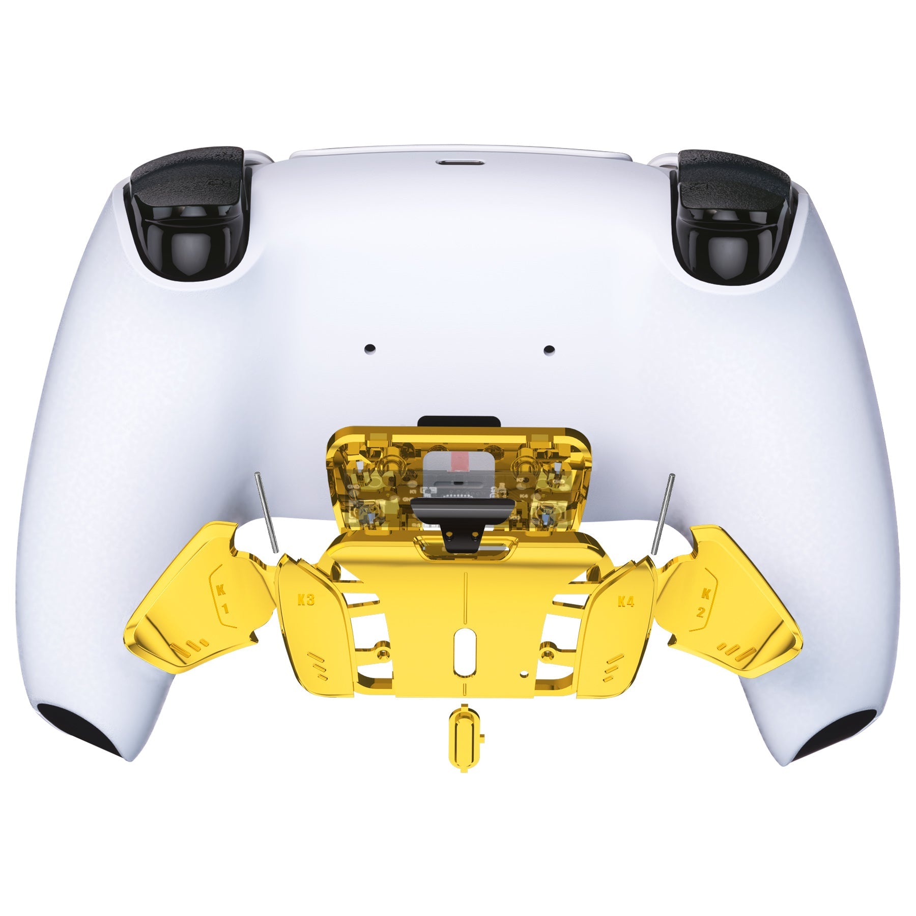 eXtremeRate Replacement Redesigned K1 K2 K3 K4 Back Buttons Housing Shell for eXtremeRate RISE4 Remap Kit, Compatible with PS5 Controller - Chrome Gold eXtremeRate
