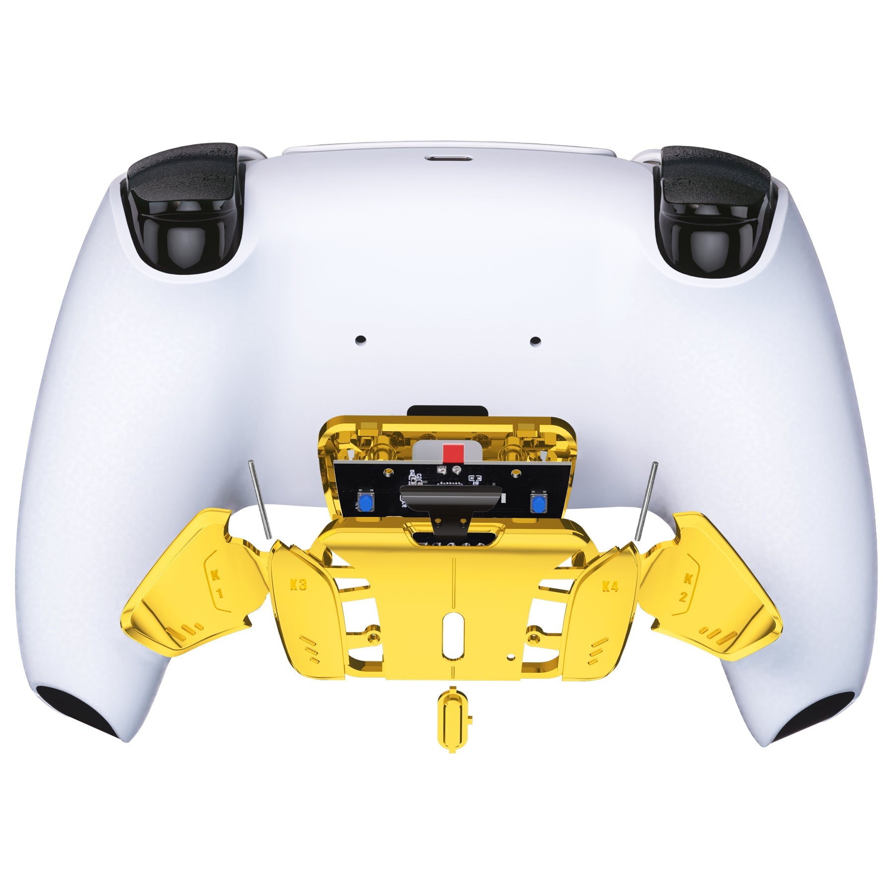 eXtremeRate Turn RISE to RISE4 Kit – Redesigned K1 K2 K3 K4 Back Buttons Housing & Remap PCB Board for eXtremeRate RISE & RISE4 Remap kit, Compatible with PS5 Controller - Chrome Gold eXtremeRate