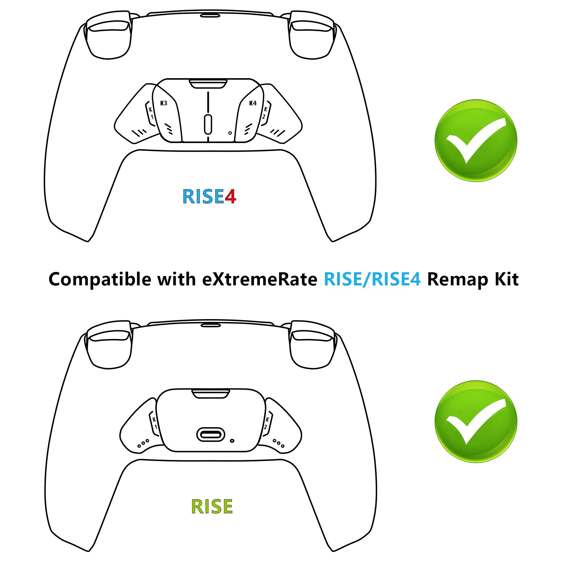 eXtremeRate Turn RISE & RISE4 to RISE4 RMB Kit – Real Metal Buttons (RMB) Version K1 K2 K3 K4 Back Buttons Housing & Remap PCB Board for eXtremeRate RISE & RISE4 Remap kit, Compatible with PS5 Controller - Metallic Rainbow Aura Blue & Purple eXtremeRate