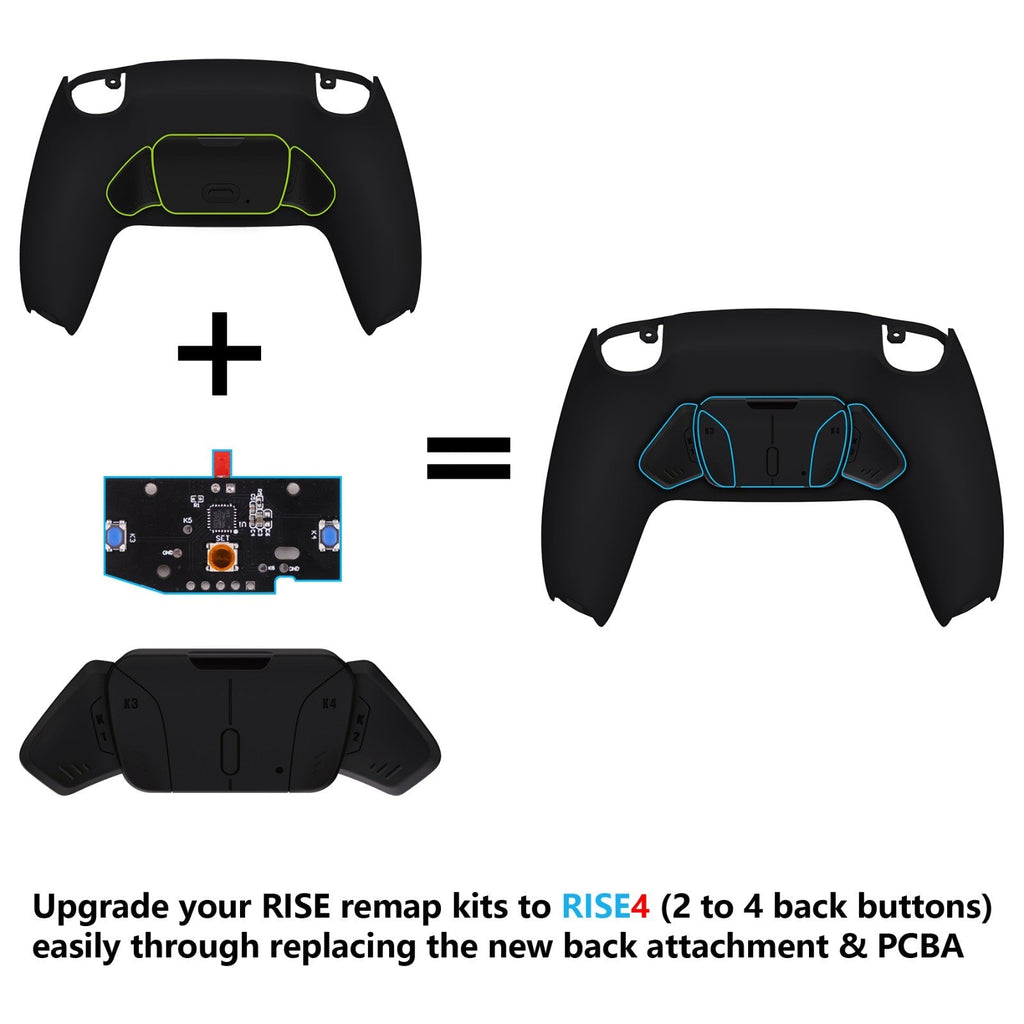 eXtremeRate Turn RISE to RISE4 Kit – Redesigned K1 K2 K3 K4 Back Buttons Housing & Remap PCB Board for eXtremeRate RISE & RISE4 Remap kit, Compatible with PS5 Controller - Black eXtremeRate