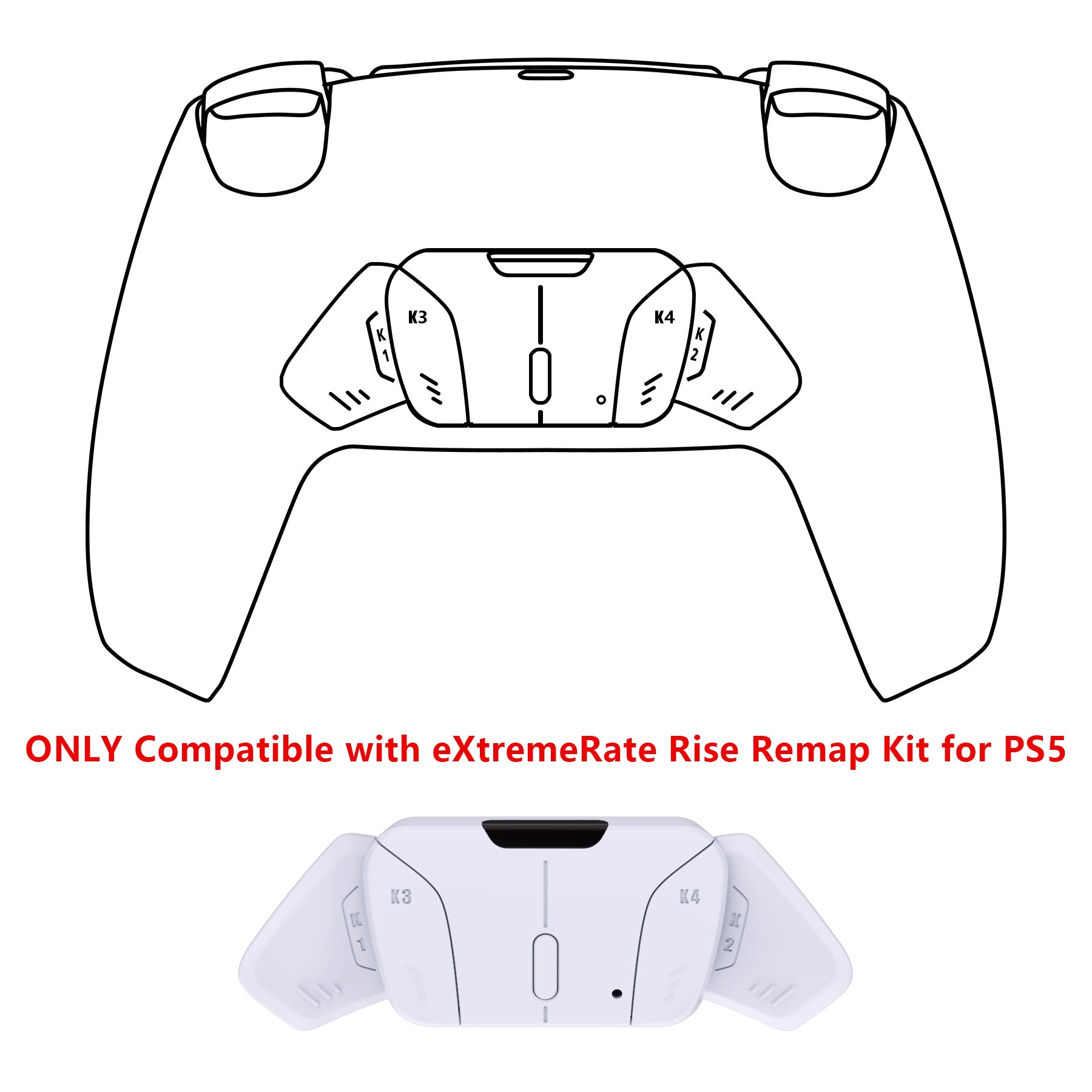 eXtremeRate Replacement Redesigned K1 K2 K3 K4 Back Buttons Housing Shell for eXtremeRate RISE4 Remap Kit, Compatible with PS5 Controller - Solid White eXtremeRate