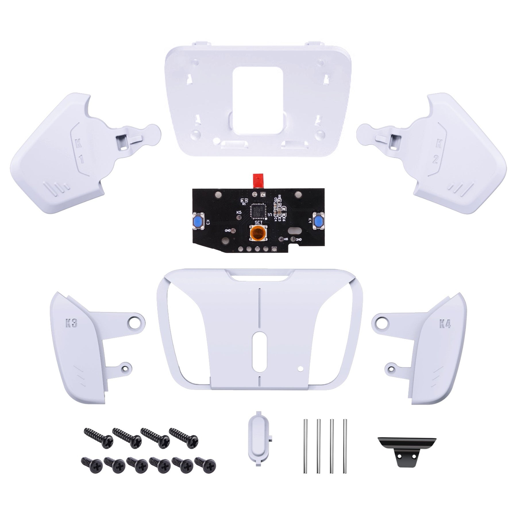 eXtremeRate Turn RISE to RISE4 Kit – Redesigned K1 K2 K3 K4 Back Buttons Housing & Remap PCB Board for eXtremeRate RISE & RISE4 Remap kit, Compatible with PS5 Controller - White eXtremeRate