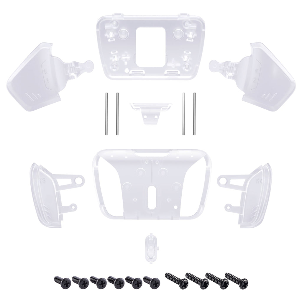 eXtremeRate Replacement Redesigned K1 K2 K3 K4 Back Buttons Housing Shell for eXtremeRate RISE4 Remap Kit, Compatible with PS5 Controller - Transparent Clear eXtremeRate