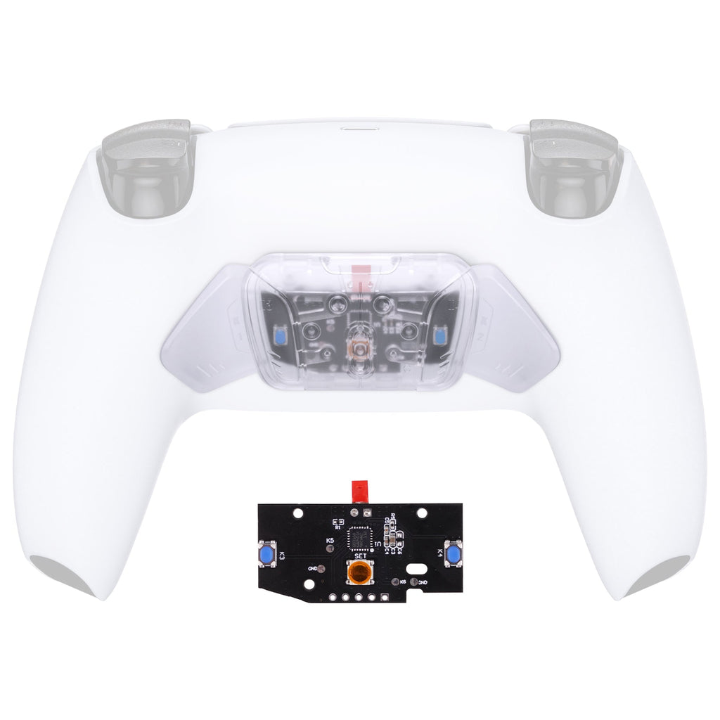 eXtremeRate Turn RISE to RISE4 Kit – Redesigned K1 K2 K3 K4 Back Buttons Housing & Remap PCB Board for eXtremeRate RISE & RISE4 Remap kit, Compatible with PS5 Controller - Transparent Clear eXtremeRate