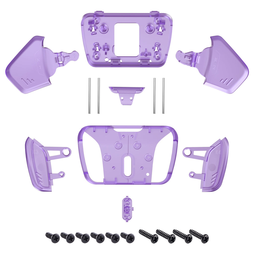 eXtremeRate Replacement Redesigned K1 K2 K3 K4 Back Buttons Housing Shell for eXtremeRate RISE4 Remap Kit, Compatible with PS5 Controller - Clear Atomic Purple eXtremeRate