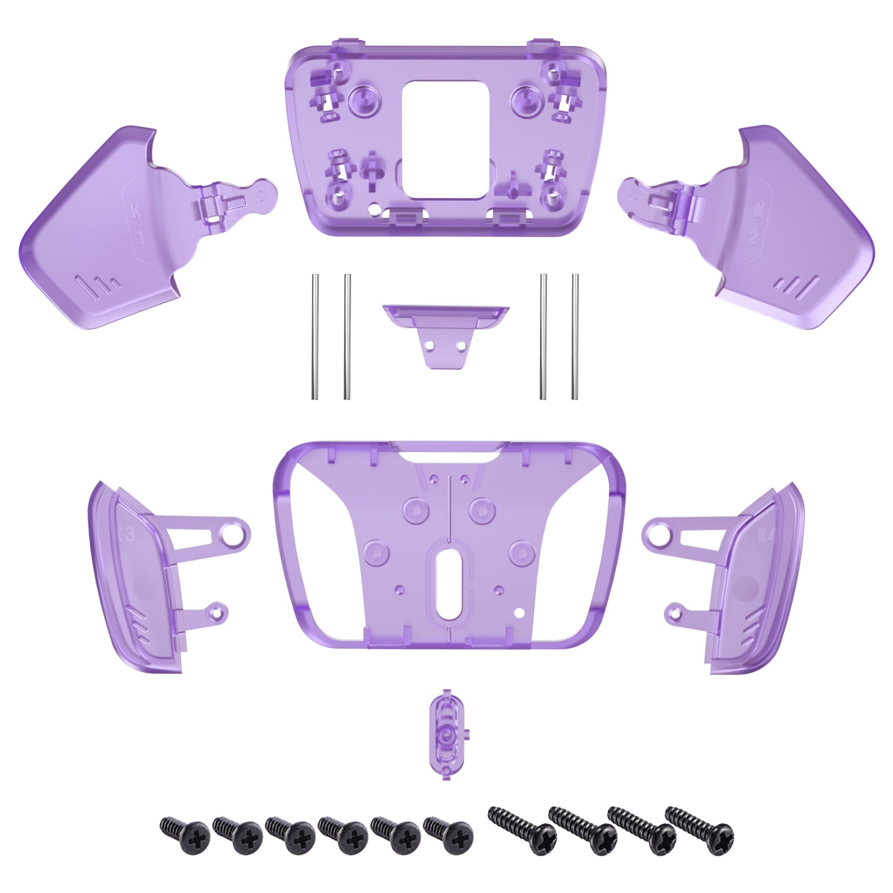 eXtremeRate Replacement Redesigned K1 K2 K3 K4 Back Buttons Housing Shell for eXtremeRate RISE4 Remap Kit, Compatible with PS5 Controller - Clear Atomic Purple eXtremeRate