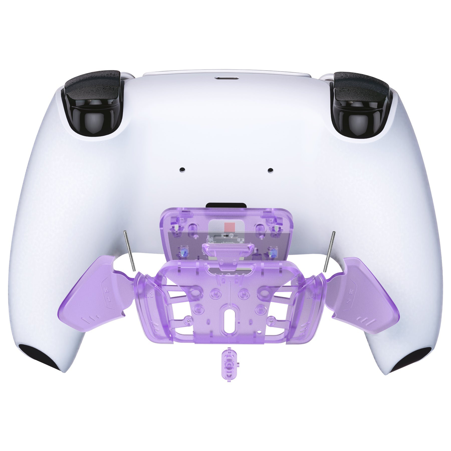eXtremeRate Replacement Redesigned K1 K2 K3 K4 Back Buttons Housing Shell for eXtremeRate RISE4 Remap Kit, Compatible with PS5 Controller - Clear Atomic Purple eXtremeRate