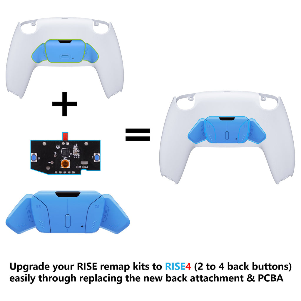 eXtremeRate Turn RISE to RISE4 Kit – Redesigned K1 K2 K3 K4 Back Buttons Housing & Remap PCB Board for eXtremeRate RISE & RISE4 Remap kit, Compatible with PS5 Controller - Starlight Blue eXtremeRate