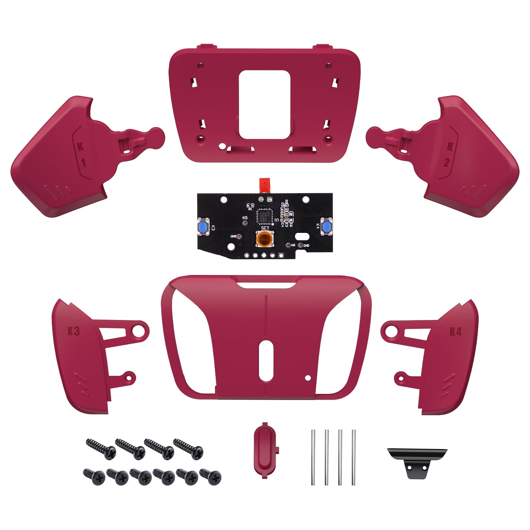 eXtremeRate Turn RISE to RISE4 Kit – Redesigned K1 K2 K3 K4 Back Buttons Housing & Remap PCB Board for eXtremeRate RISE & RISE4 Remap kit, Compatible with PS5 Controller - Cosmic Red eXtremeRate