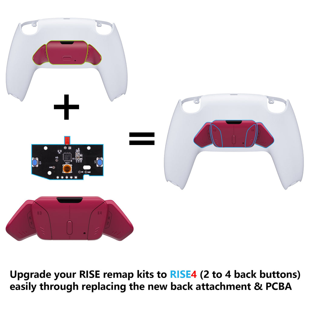 eXtremeRate Turn RISE to RISE4 Kit – Redesigned K1 K2 K3 K4 Back Buttons Housing & Remap PCB Board for eXtremeRate RISE & RISE4 Remap kit, Compatible with PS5 Controller - Cosmic Red eXtremeRate