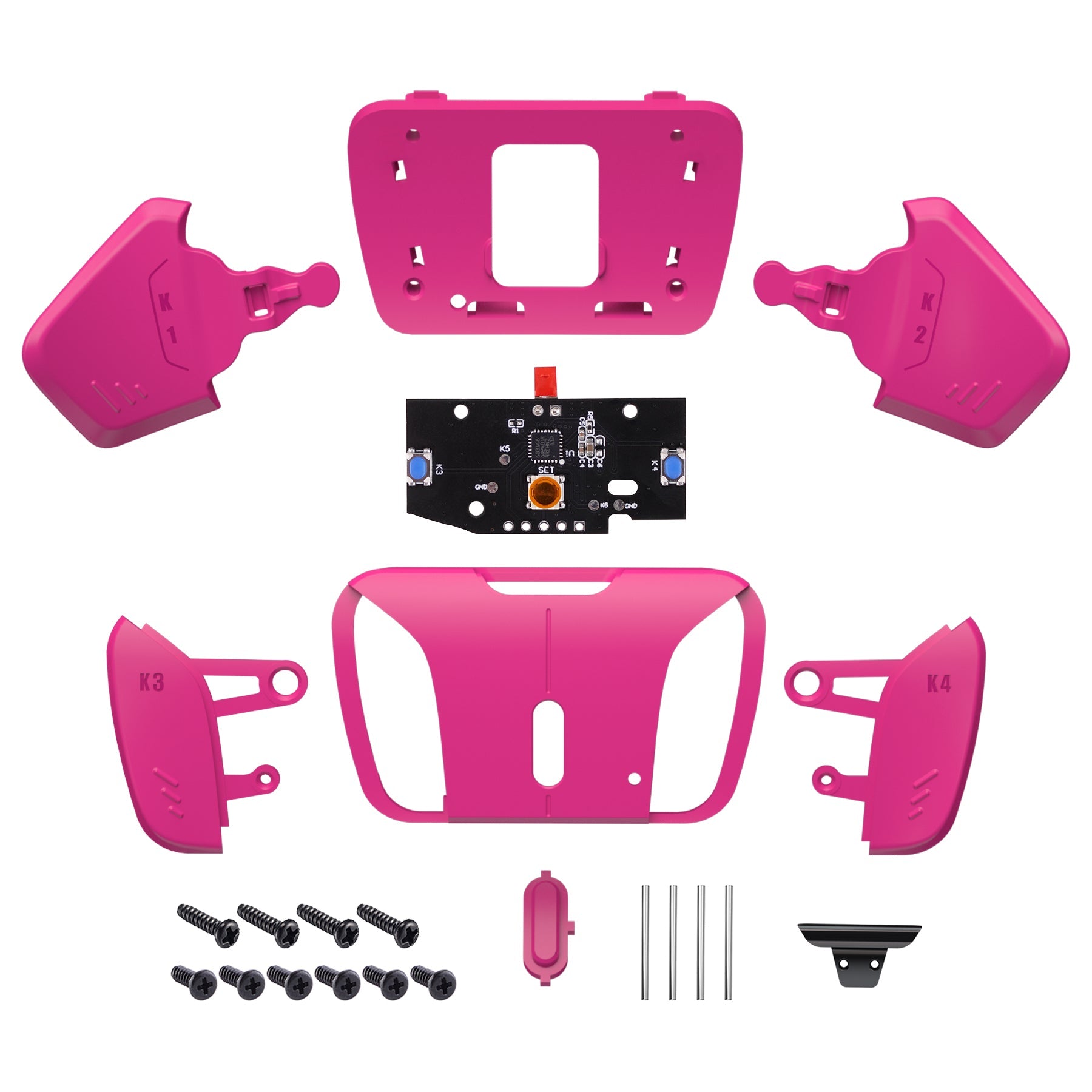 eXtremeRate Turn RISE to RISE4 Kit – Redesigned K1 K2 K3 K4 Back Buttons Housing & Remap PCB Board for eXtremeRate RISE & RISE4 Remap kit, Compatible with PS5 Controller - Nova Pink eXtremeRate