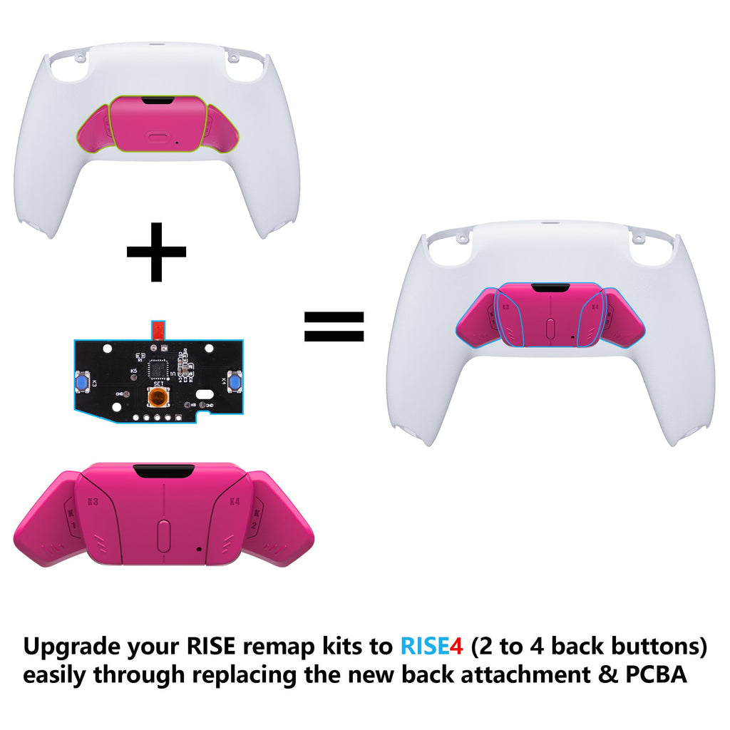 eXtremeRate Turn RISE to RISE4 Kit – Redesigned K1 K2 K3 K4 Back Buttons Housing & Remap PCB Board for eXtremeRate RISE & RISE4 Remap kit, Compatible with PS5 Controller - Nova Pink eXtremeRate