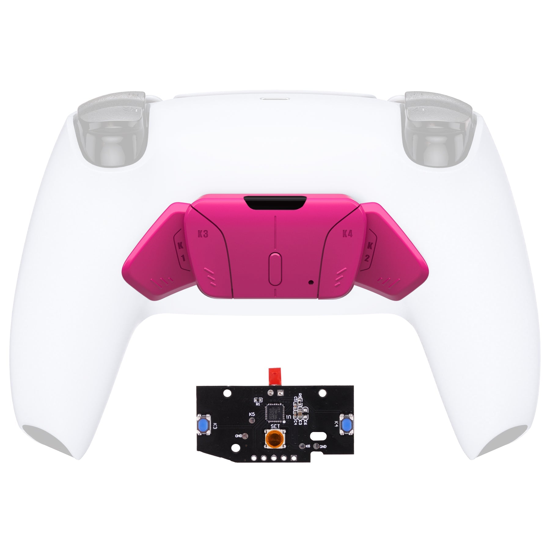eXtremeRate Turn RISE to RISE4 Kit – Redesigned K1 K2 K3 K4 Back Buttons Housing & Remap PCB Board for eXtremeRate RISE & RISE4 Remap kit, Compatible with PS5 Controller - Nova Pink eXtremeRate