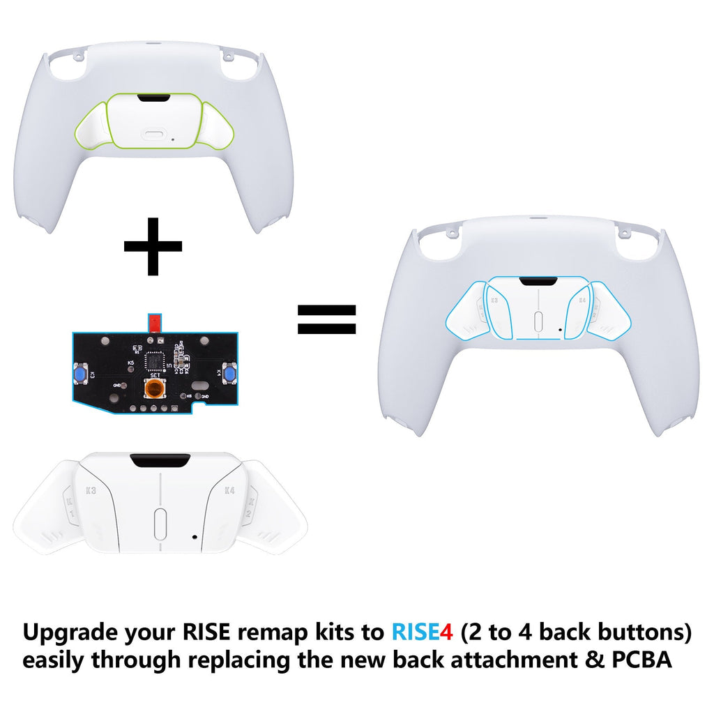 eXtremeRate Turn RISE to RISE4 Kit – Redesigned K1 K2 K3 K4 Back Buttons Housing & Remap PCB Board for eXtremeRate RISE & RISE4 Remap kit, Compatible with PS5 Controller - Matte White eXtremeRate