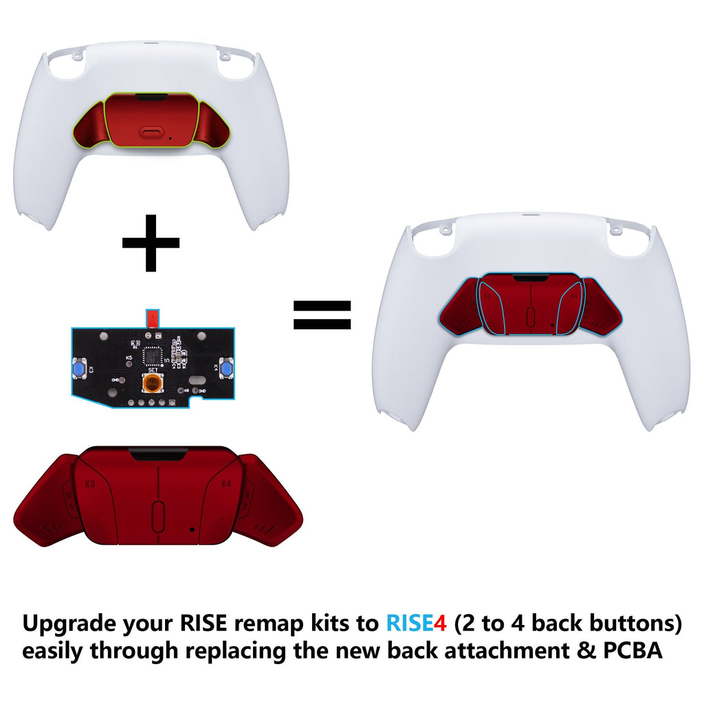 eXtremeRate Turn RISE to RISE4 Kit – Redesigned K1 K2 K3 K4 Back Buttons Housing & Remap PCB Board for eXtremeRate RISE & RISE4 Remap kit, Compatible with PS5 Controller - Scarlet Red eXtremeRate