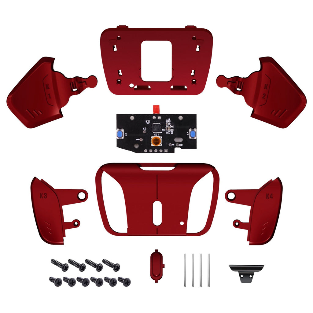 eXtremeRate Turn RISE to RISE4 Kit – Redesigned K1 K2 K3 K4 Back Buttons Housing & Remap PCB Board for eXtremeRate RISE & RISE4 Remap kit, Compatible with PS5 Controller - Scarlet Red eXtremeRate