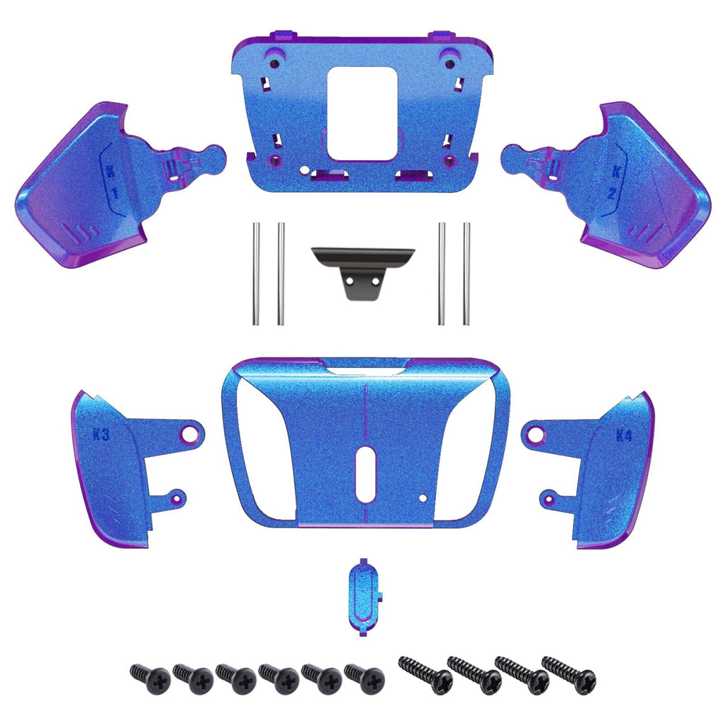 eXtremeRate Replacement Redesigned K1 K2 K3 K4 Back Buttons Housing Shell for eXtremeRate RISE4 Remap Kit, Compatible with PS5 Controller - Chameleon Purple Blue eXtremeRate