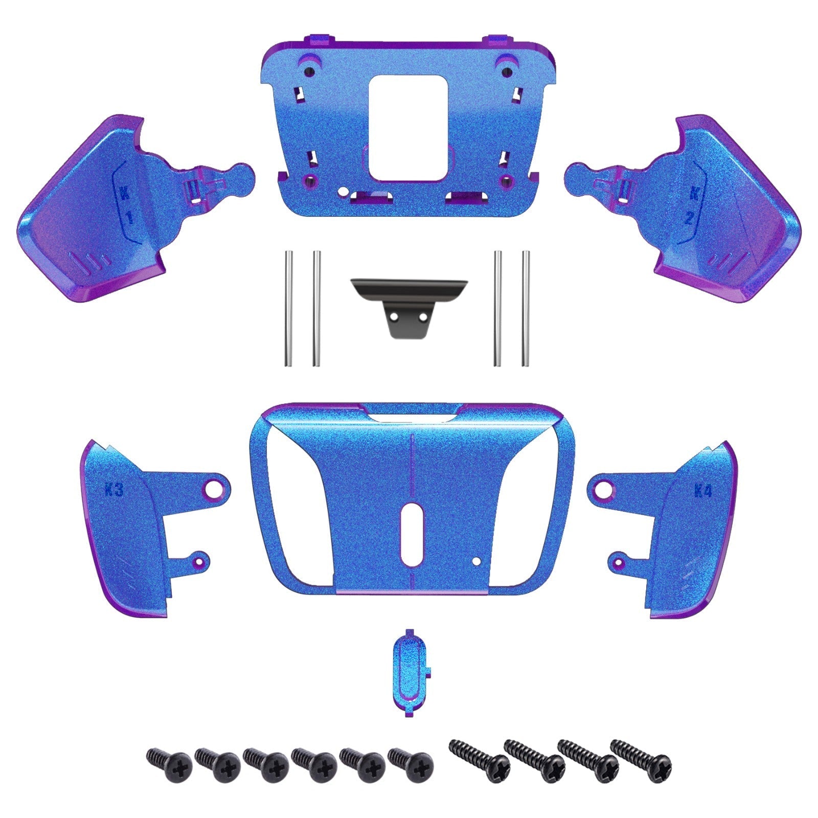 eXtremeRate Replacement Redesigned K1 K2 K3 K4 Back Buttons Housing Shell for eXtremeRate RISE4 Remap Kit, Compatible with PS5 Controller - Chameleon Purple Blue eXtremeRate