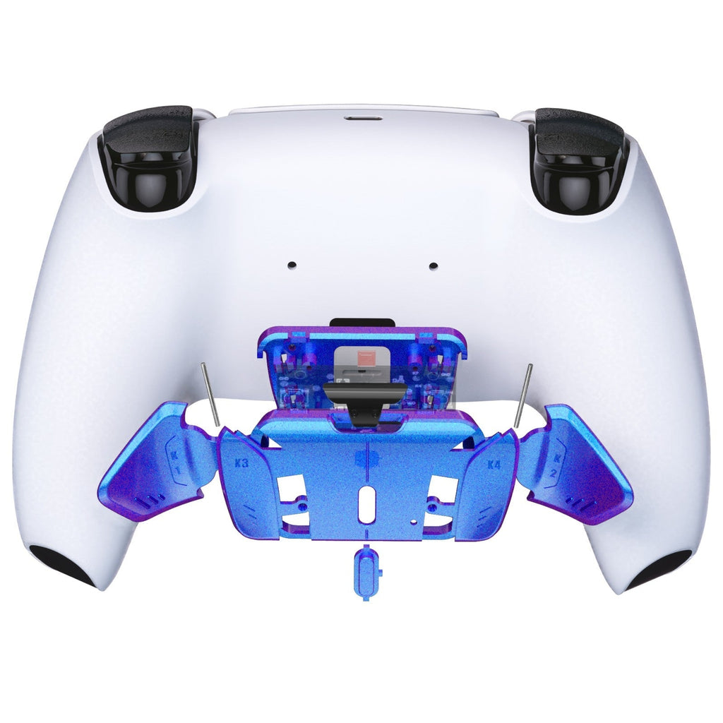 eXtremeRate Replacement Redesigned K1 K2 K3 K4 Back Buttons Housing Shell for eXtremeRate RISE4 Remap Kit, Compatible with PS5 Controller - Chameleon Purple Blue eXtremeRate