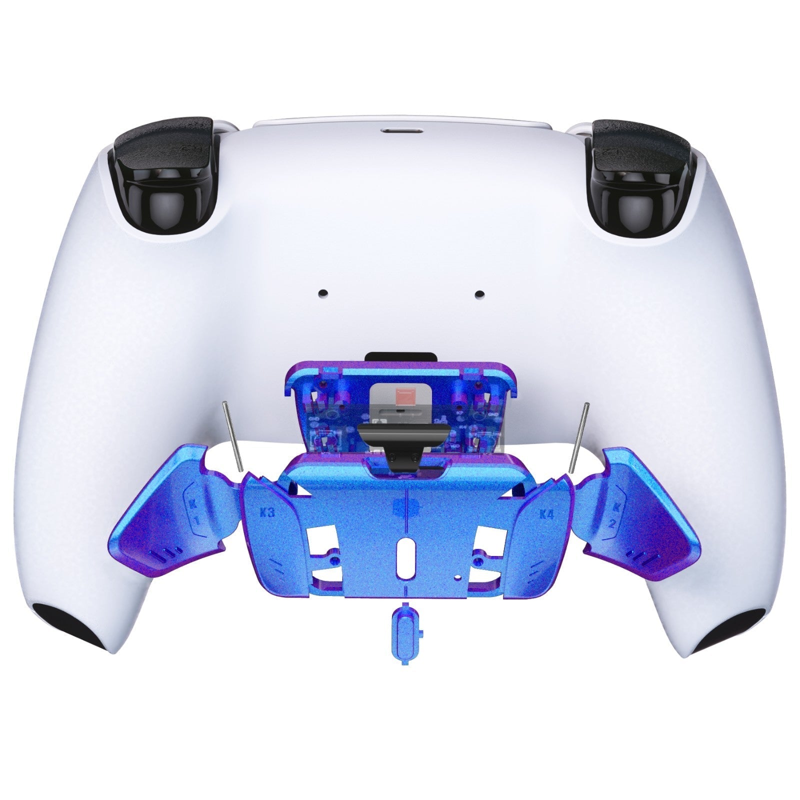 eXtremeRate Replacement Redesigned K1 K2 K3 K4 Back Buttons Housing Shell for eXtremeRate RISE4 Remap Kit, Compatible with PS5 Controller - Chameleon Purple Blue eXtremeRate
