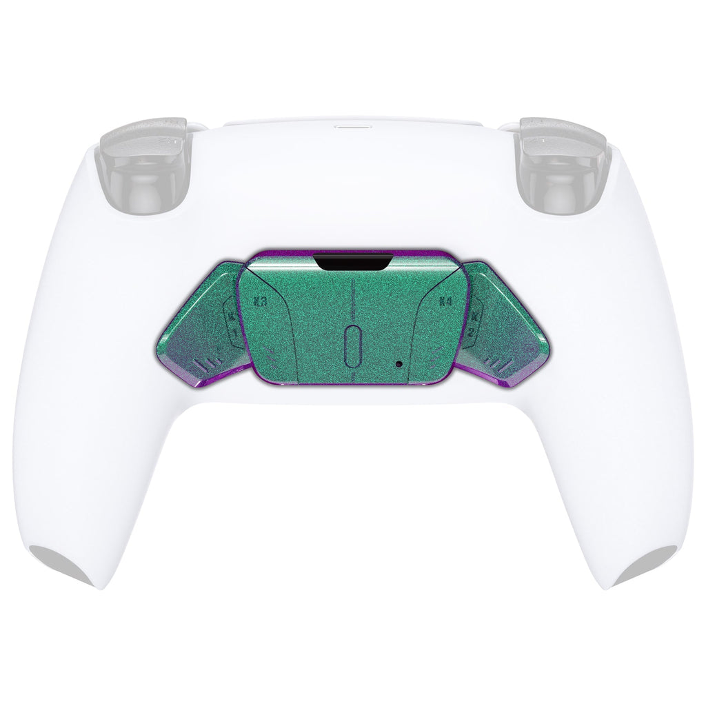 eXtremeRate Replacement Redesigned K1 K2 K3 K4 Back Buttons Housing Shell for eXtremeRate RISE4 Remap Kit, Compatible with PS5 Controller - Chameleon Green Purple eXtremeRate