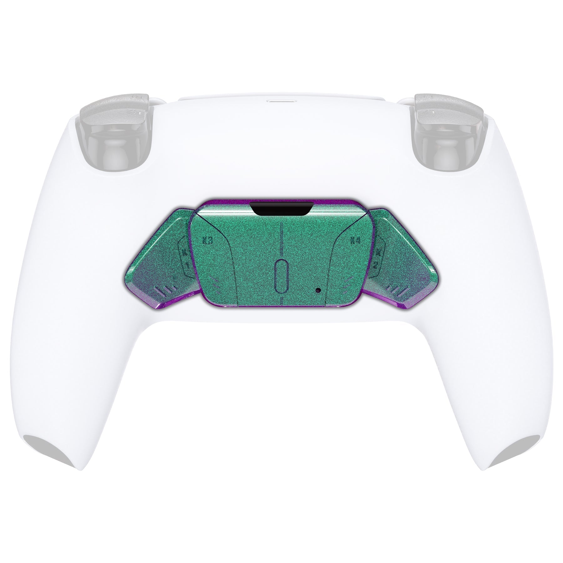 eXtremeRate Replacement Redesigned K1 K2 K3 K4 Back Buttons Housing Shell for eXtremeRate RISE4 Remap Kit, Compatible with PS5 Controller - Chameleon Green Purple eXtremeRate