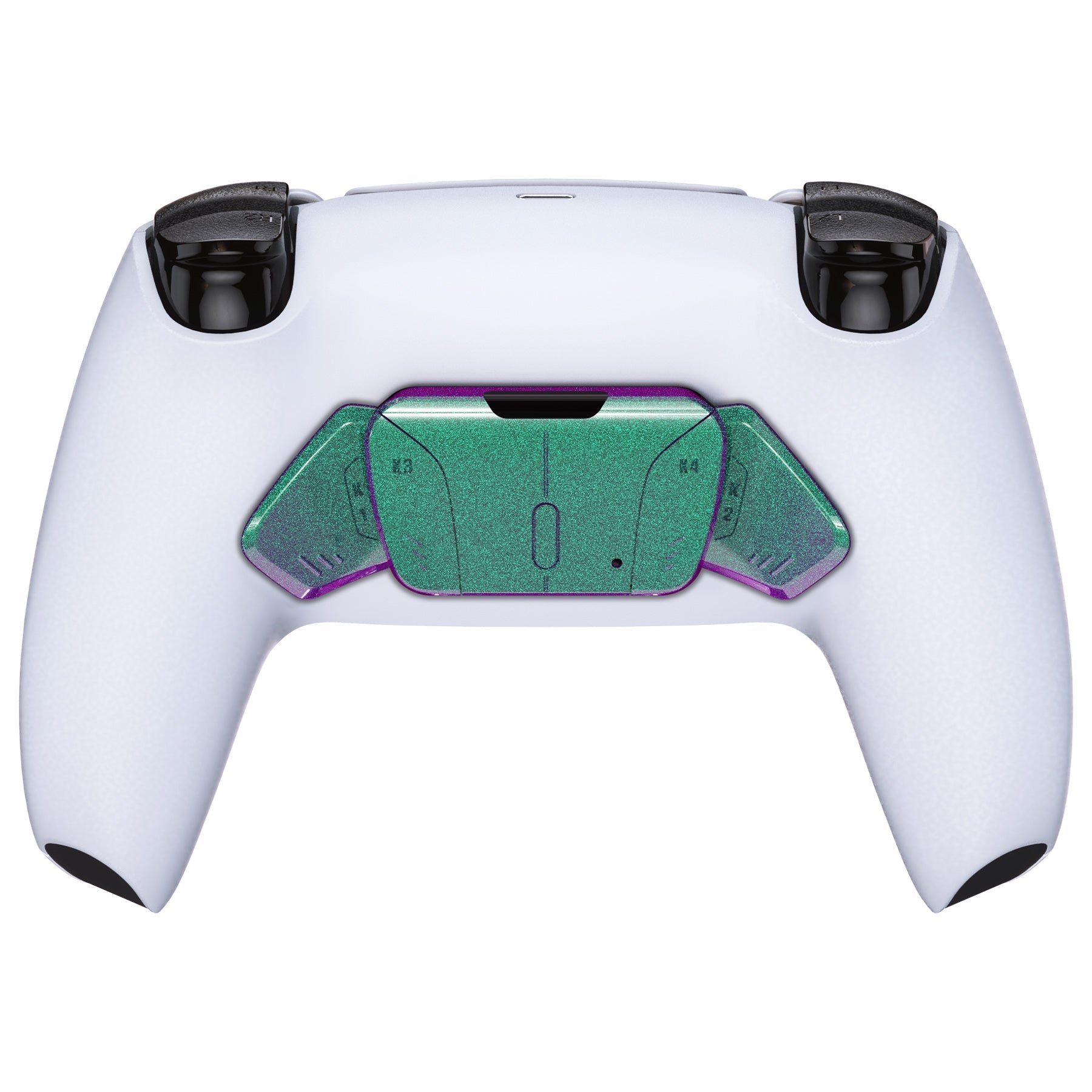eXtremeRate Replacement Redesigned K1 K2 K3 K4 Back Buttons Housing Shell for eXtremeRate RISE4 Remap Kit, Compatible with PS5 Controller - Chameleon Green Purple eXtremeRate